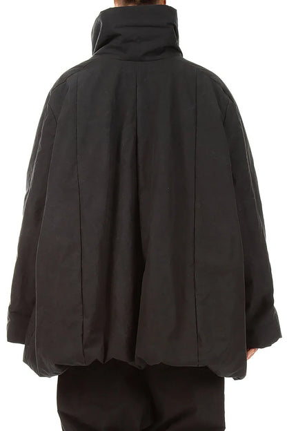 High Collar Black Cotton Puffer Coat