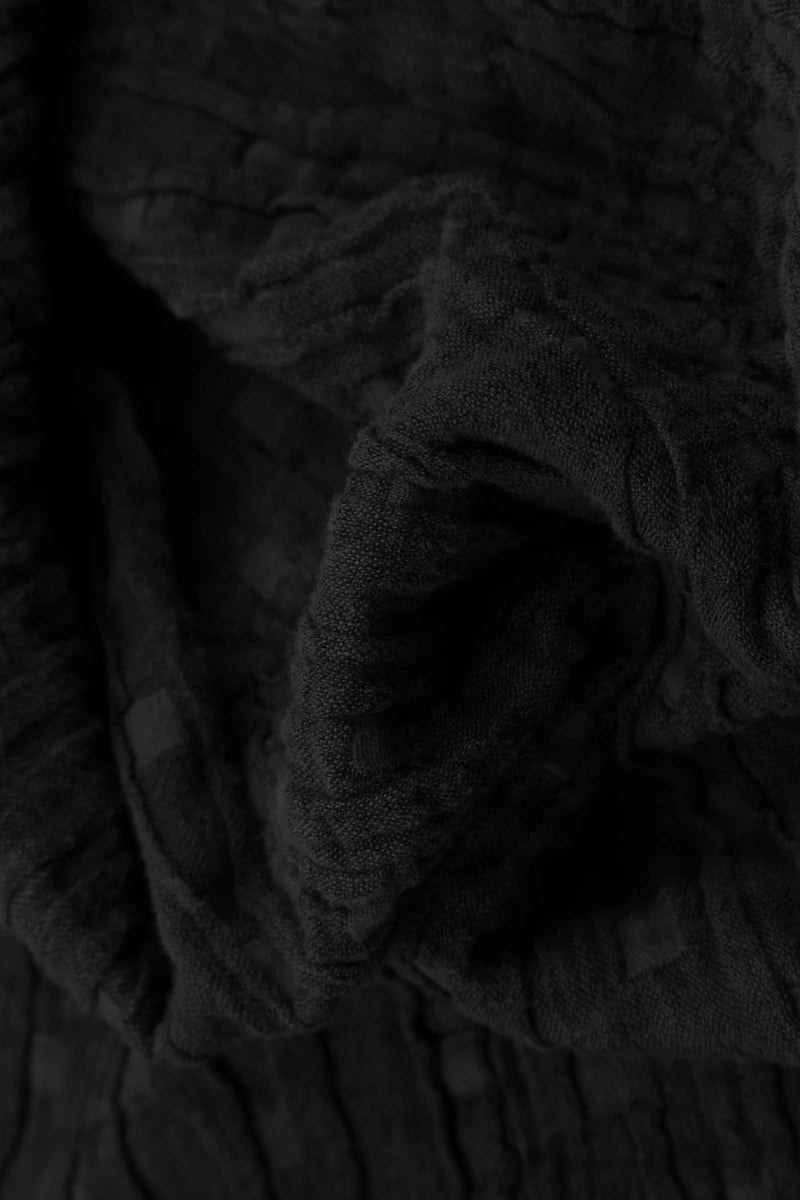 High Collar Black Textured Linen Jacket 6