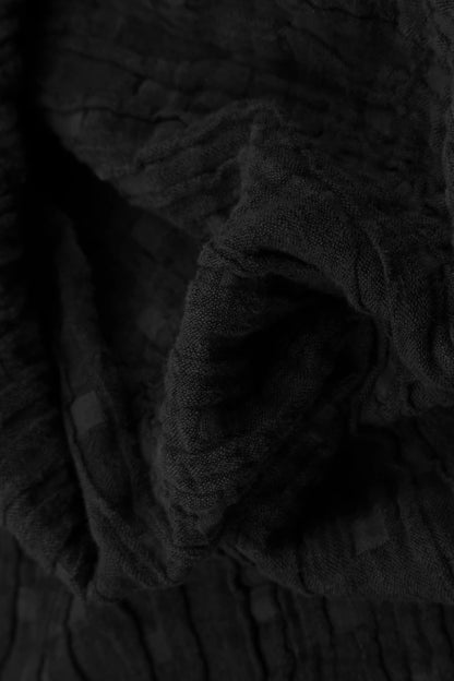 High Collar Black Textured Linen Jacket 6