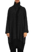 High Collar Black Textured Linen Jacket 1
