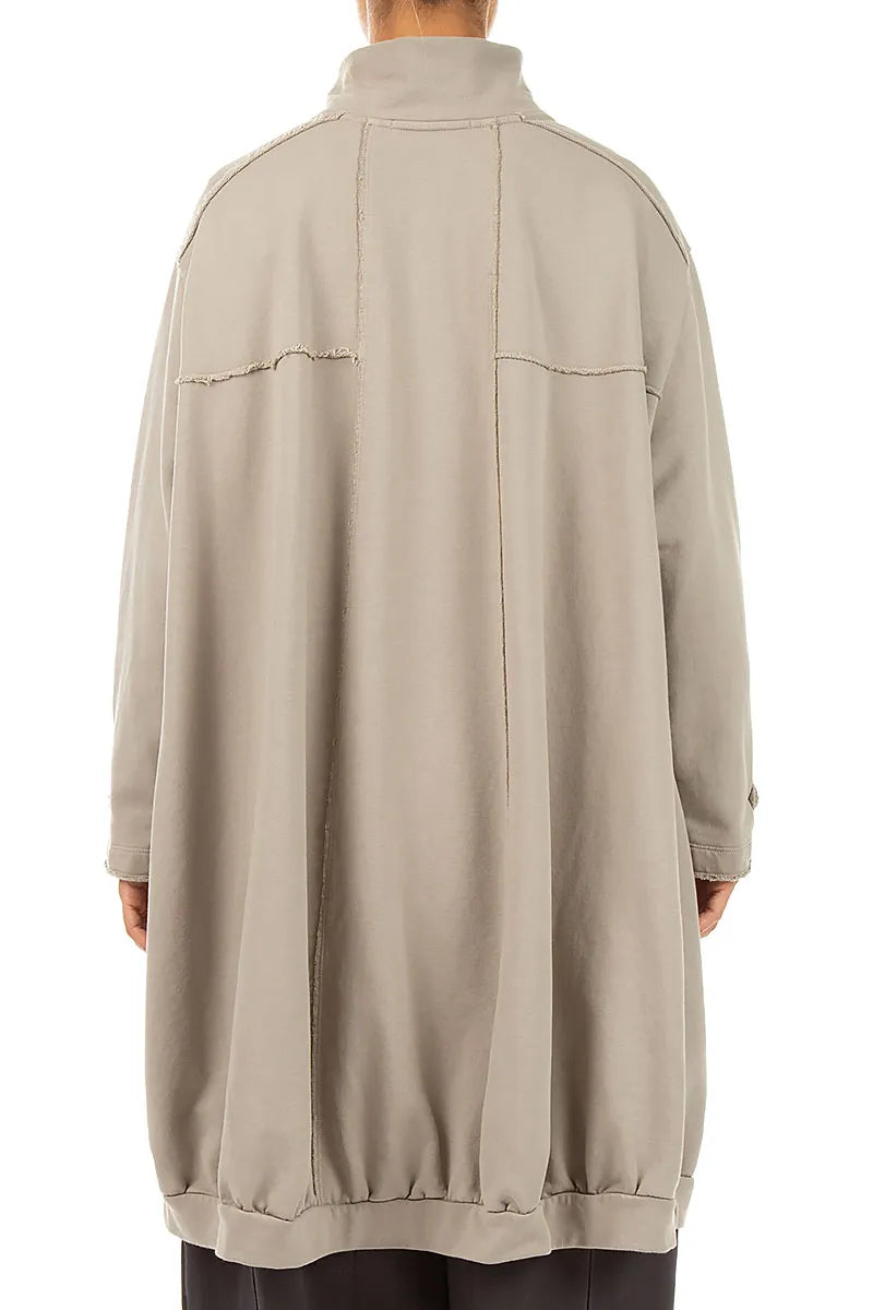 High Collar Olive French Terry Cotton Jacket 4