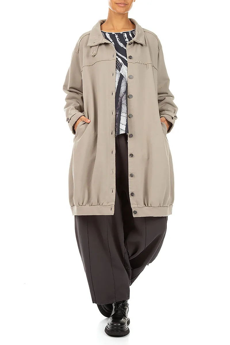 High Collar Olive French Terry Cotton Jacket 5