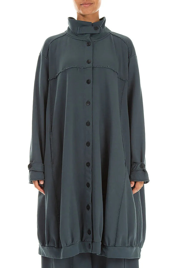 Jacke aus French-Terry-Baumwolle in Schiefergrau mit hohem Kragen