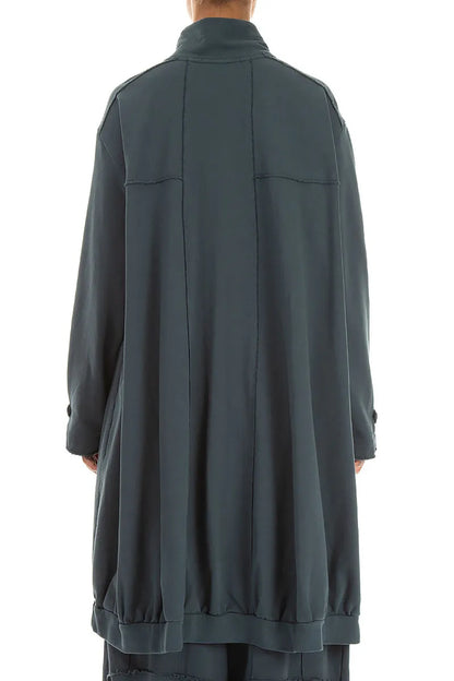 High Collar Slate French Terry Cotton Jacket