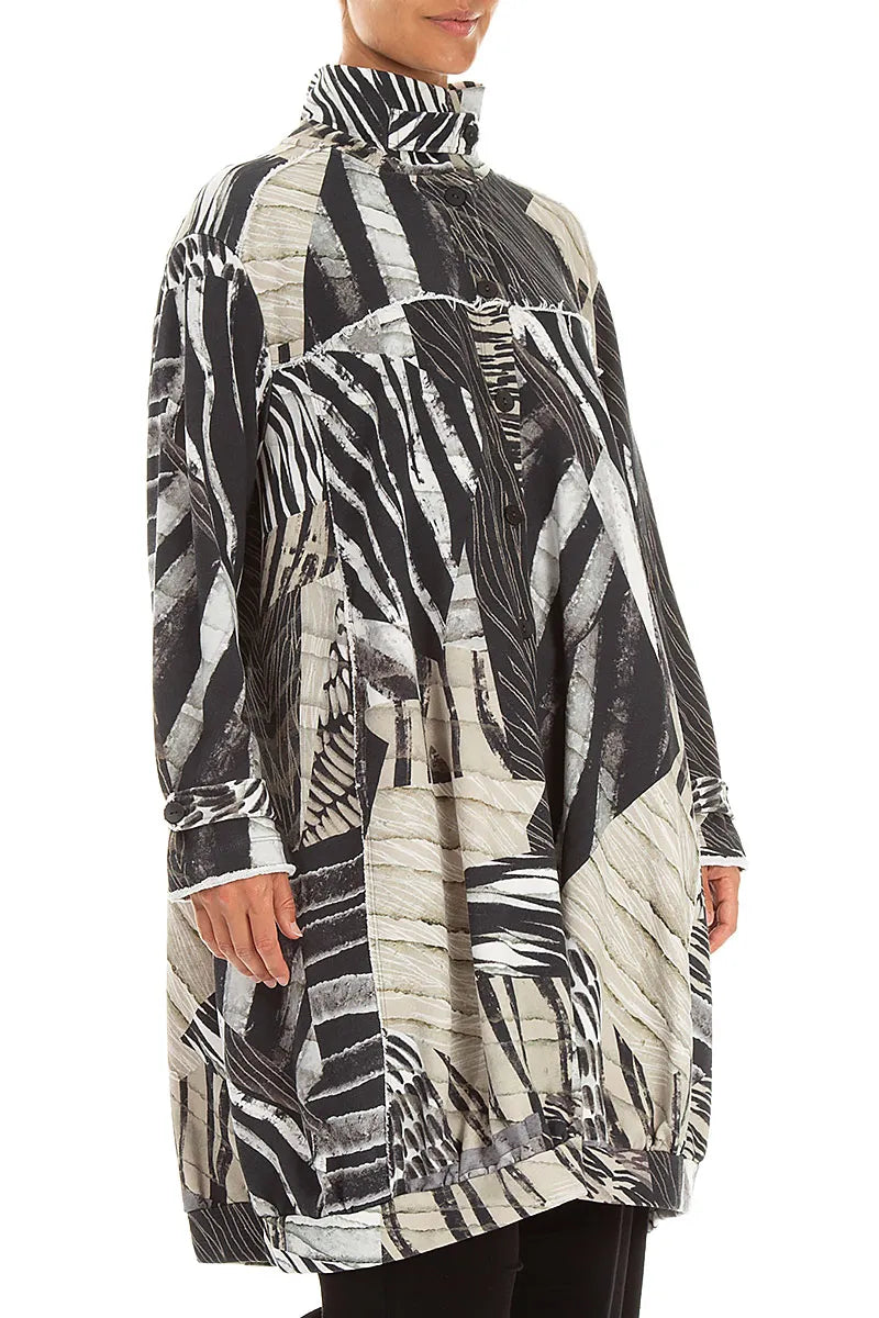 High Collar Wild Ink French Terry Cotton Jacket 4