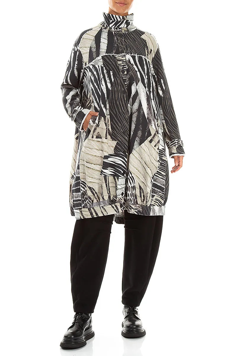 High Collar Wild Ink French Terry Cotton Jacket 5