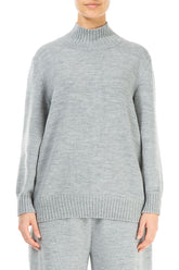 High Neck Grey Knitted Wool Jumper 2