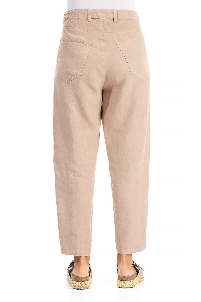 High Waisted Cappuccino Linen Trousers