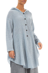 Hooded Silver Blue Wool Cardigan 3