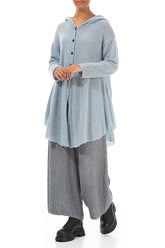 Hooded Silver Blue Wool Cardigan 4