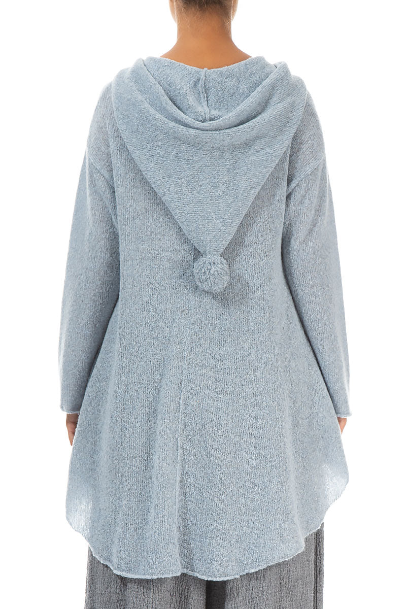 Hooded Silver Blue Wool Cardigan 2