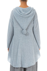 Hooded Silver Blue Wool Cardigan 2