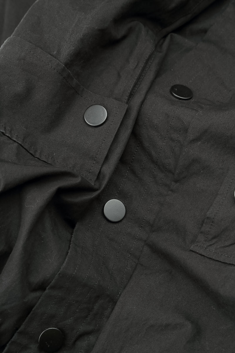 Hooded Flared Black Cotton Coat 5
