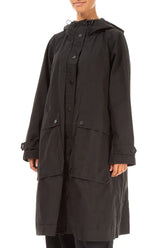 Hooded Black Cotton Coat 3