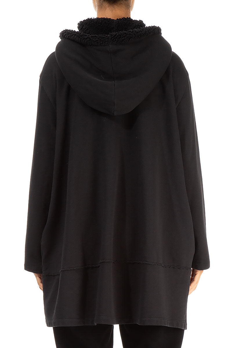 Hooded Black Cotton Jacket