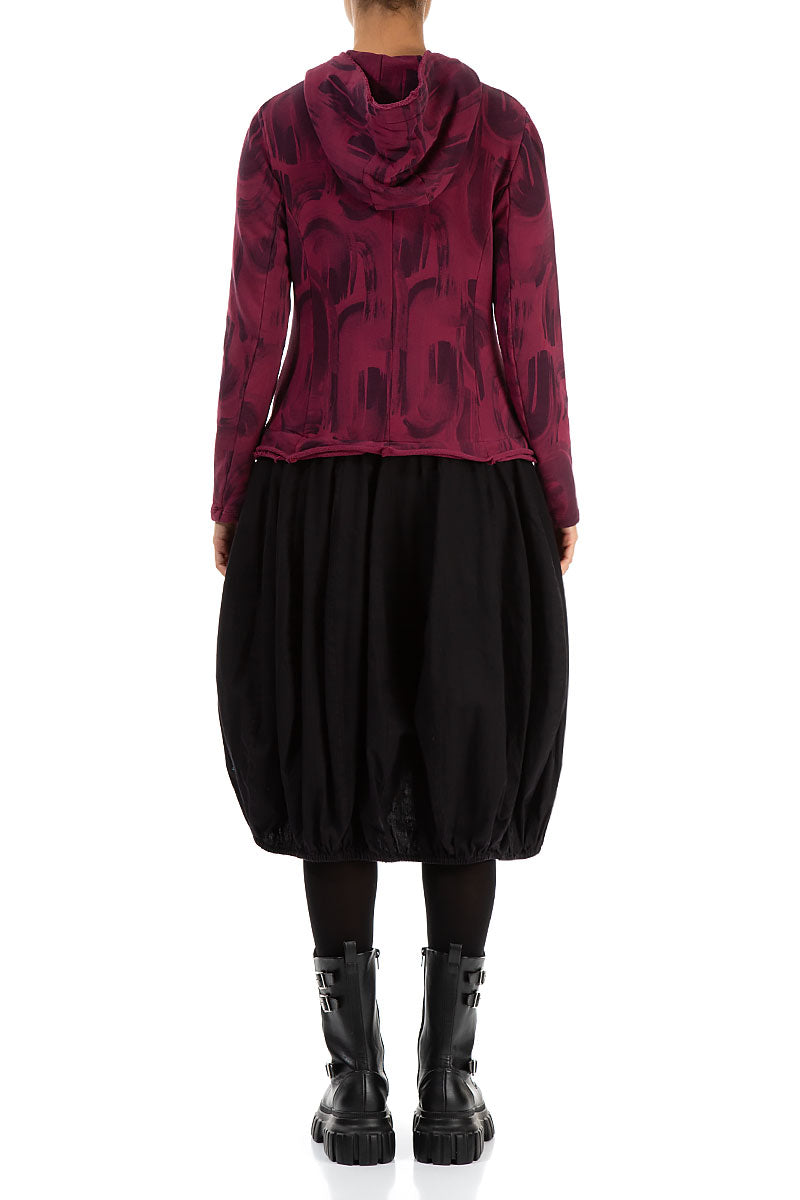 Hooded Claret Paintwave Cotton Jacket Dress