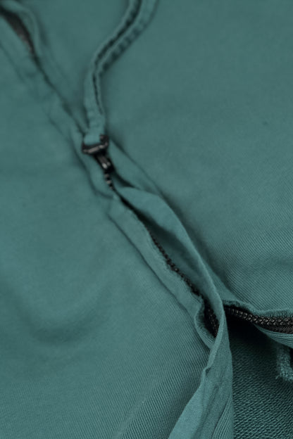Hooded Deep Turquoise Cotton Jacket Dress