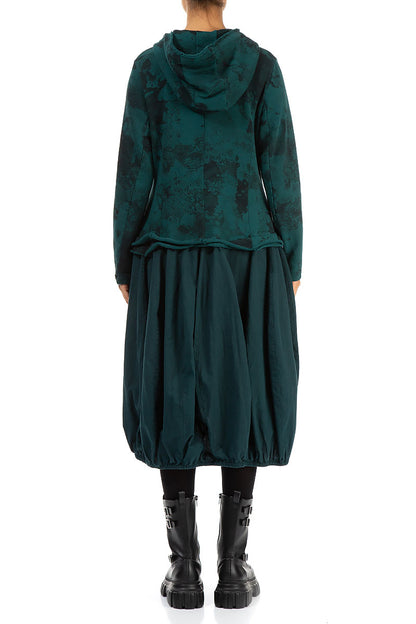 Hooded Emerald Marble Cotton Jacket Dress