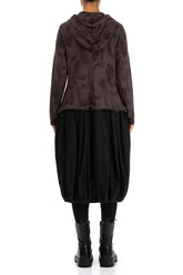 Hooded Forest Brown Paintwave Cotton Jacket Dress 2