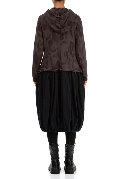 Hooded Forest Brown Paintwave Cotton Jacket Dress 2