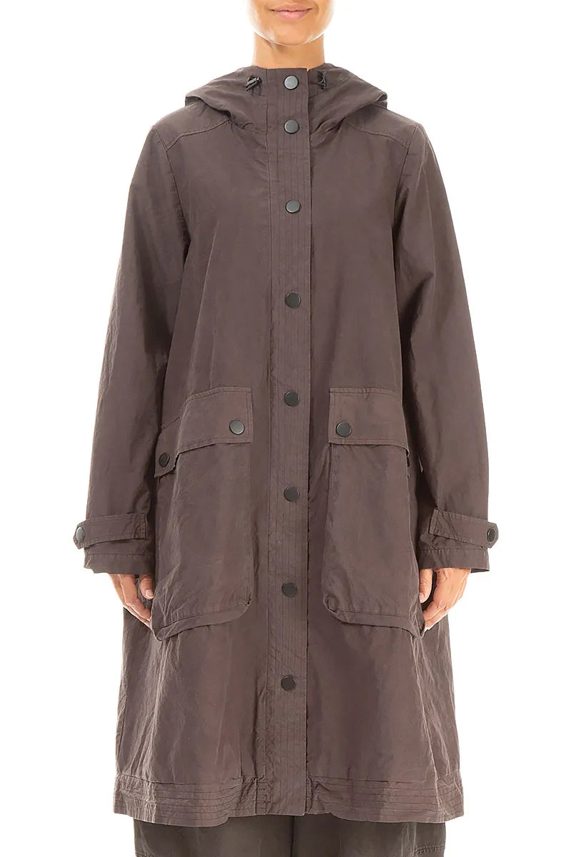 Hooded Forest Brown Cotton Coat 1