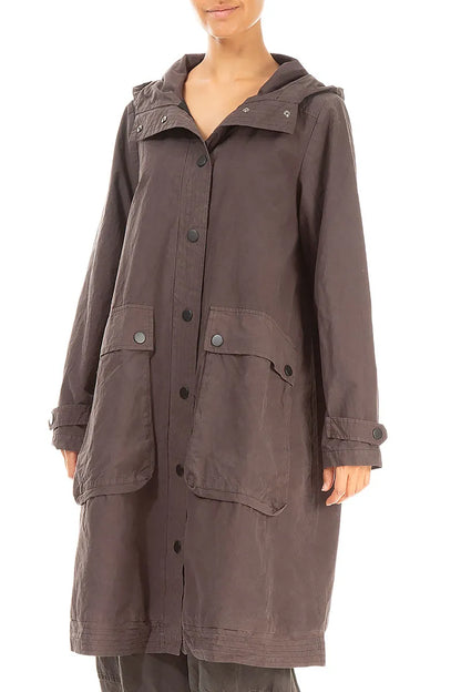 Hooded Forest Brown Cotton Coat 3