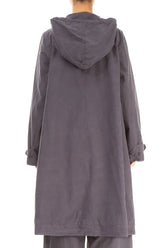 Hooded Graphite Silver Cotton Coat 2