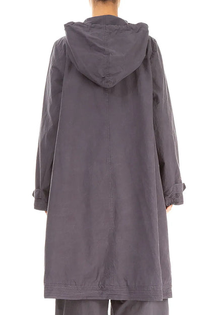 Hooded Graphite Silver Cotton Coat 2