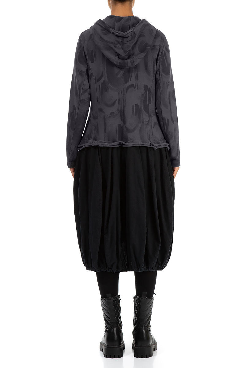 Hooded Graphite Paintwave Cotton Jacket Dress 2