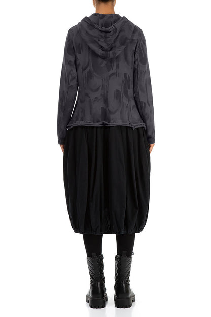 Hooded Graphite Paintwave Cotton Jacket Dress 2
