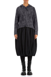 Hooded Graphite Paintwave Cotton Jacket Dress 1