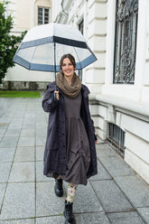 Hooded Graphite Silver Cotton Coat 6