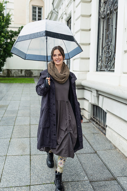 Hooded Graphite Silver Cotton Coat 6