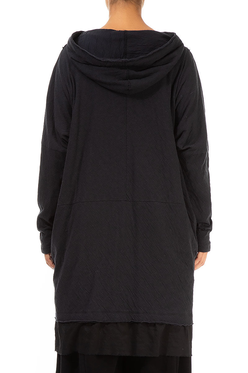 Hooded Grey Wavy Cotton Tunic