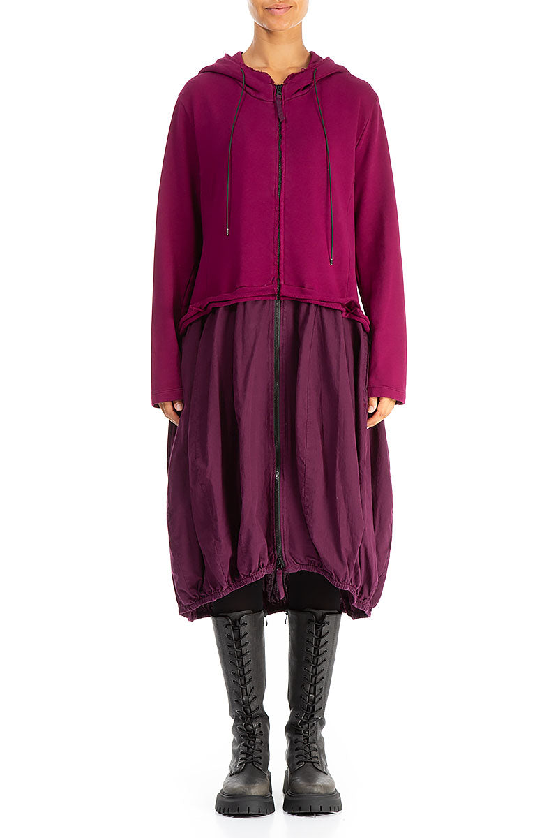 Hooded Magenta Cotton Jacket Dress