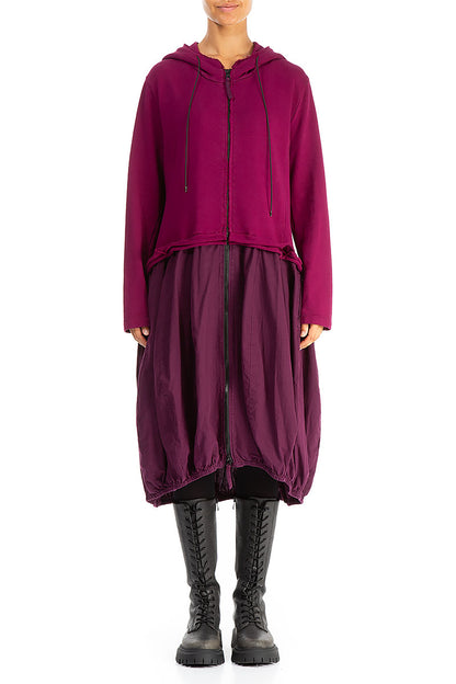 Hooded Magenta Cotton Jacket Dress