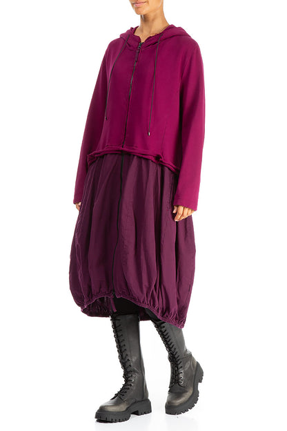 Hooded Magenta Cotton Jacket Dress