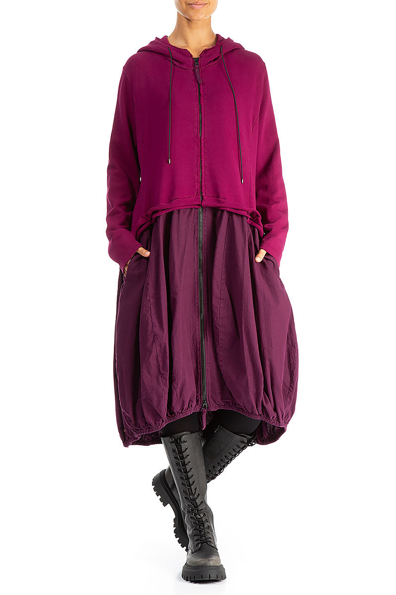 Hooded Magenta Cotton Jacket Dress