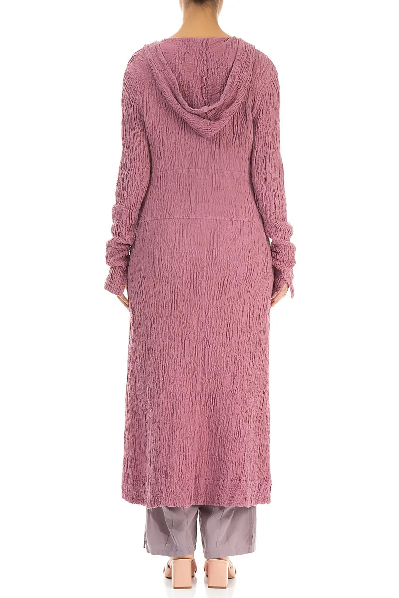 Hooded Mauve Taupe Textured Silk Linen Jacket 2
