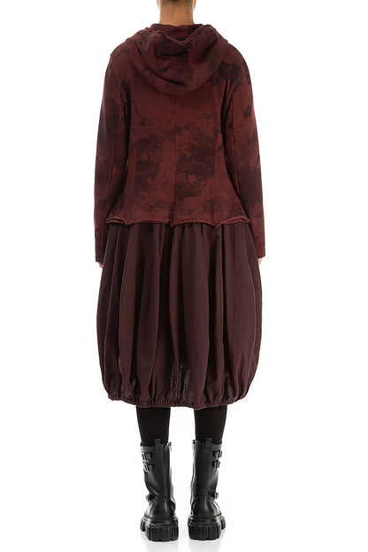 Hooded Merlot Marble Cotton Jacket Dress