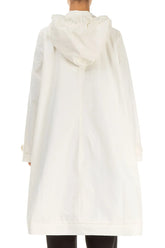 Hooded Off White Cotton Coat 2