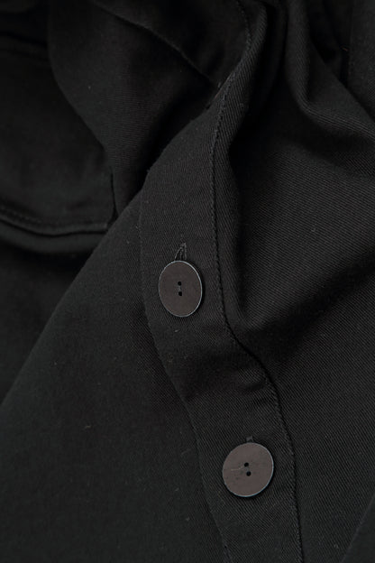 Hooded Black Stretch Cotton Coat