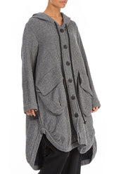 Hooded Oversized Grey Houndstooth Wool Jacket 3