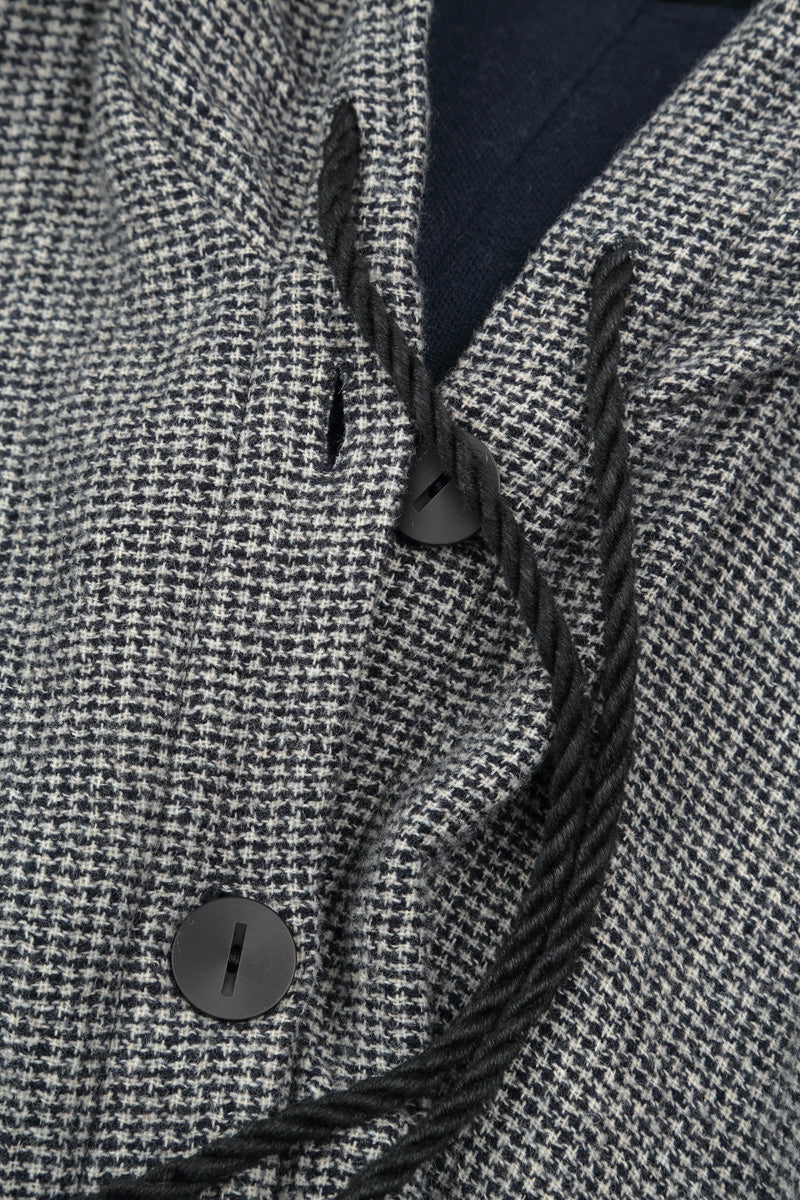 Hooded Oversized Grey Houndstooth Wool Jacket 5