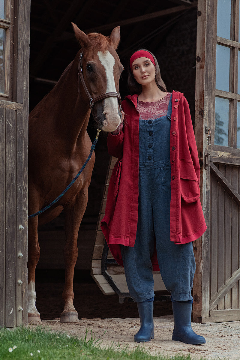 Hooded Oversized Ruby Stretch Cotton Coat