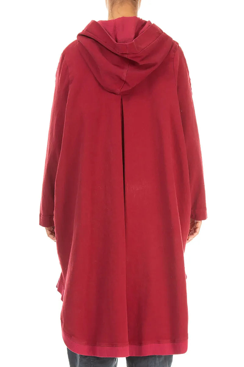 Hooded Stretch Hem Ruby Denim Cotton Coat 3