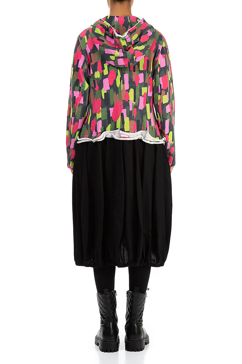 Hooded Paint Mosaic Cotton Jacket Dress