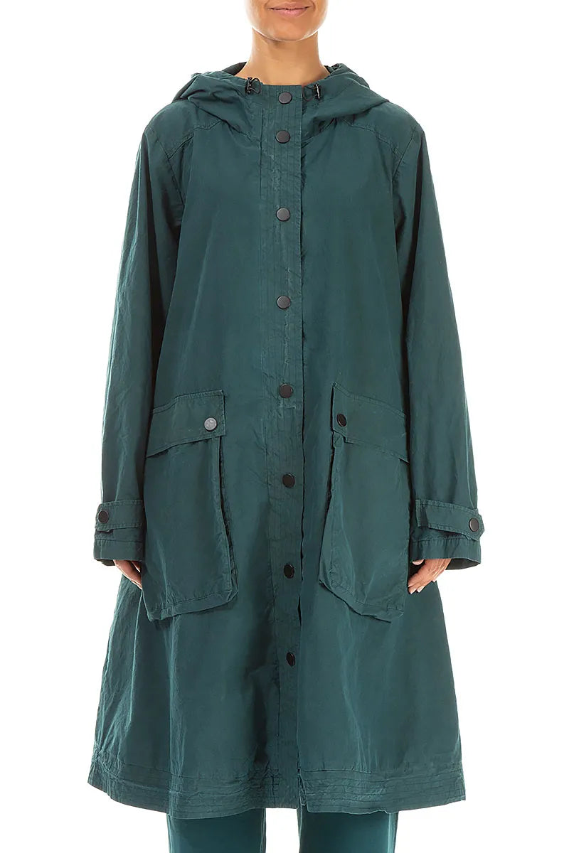 Hooded Peacock Cotton Coat 1
