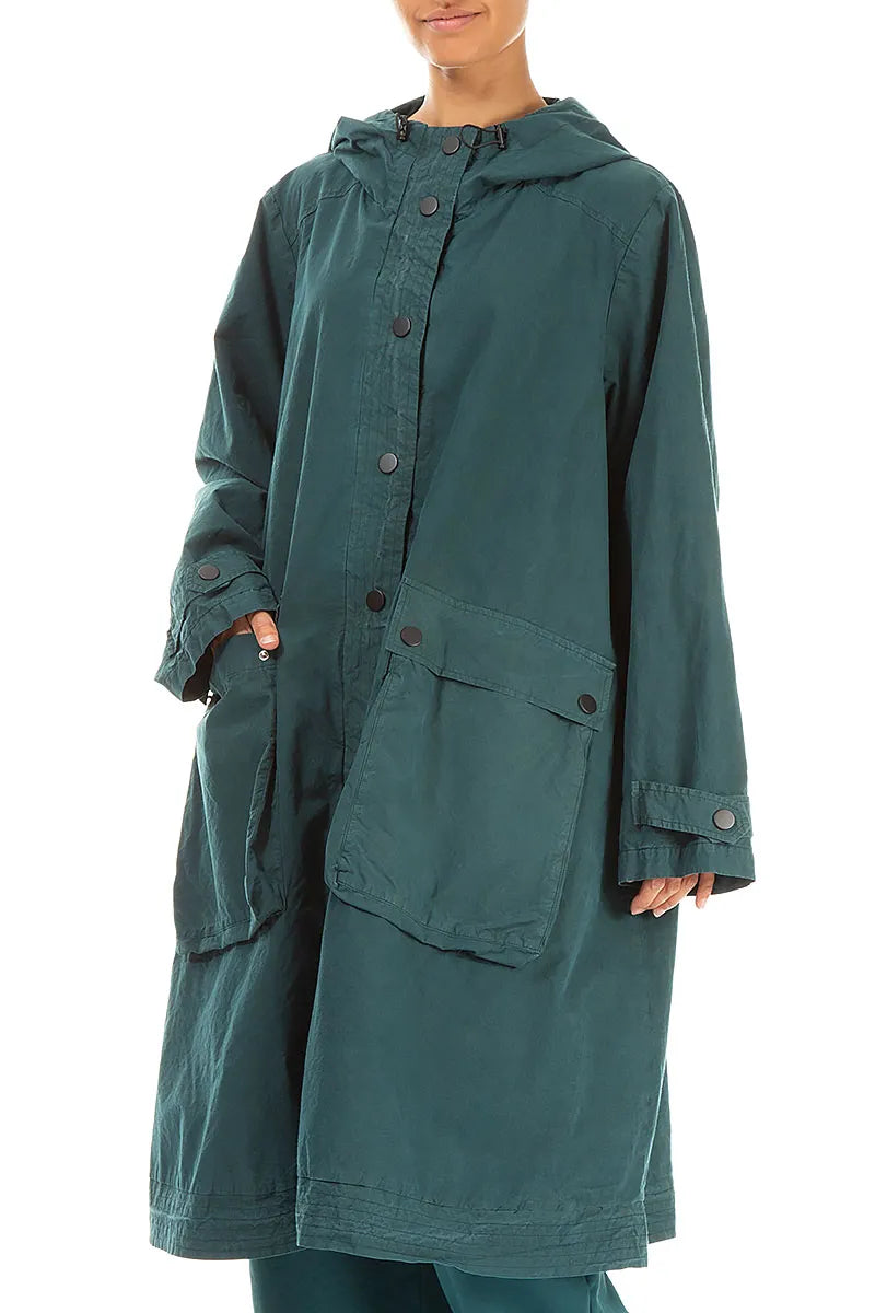 Hooded Peacock Cotton Coat 3