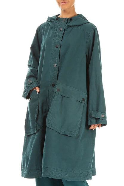 Hooded Peacock Cotton Coat 3